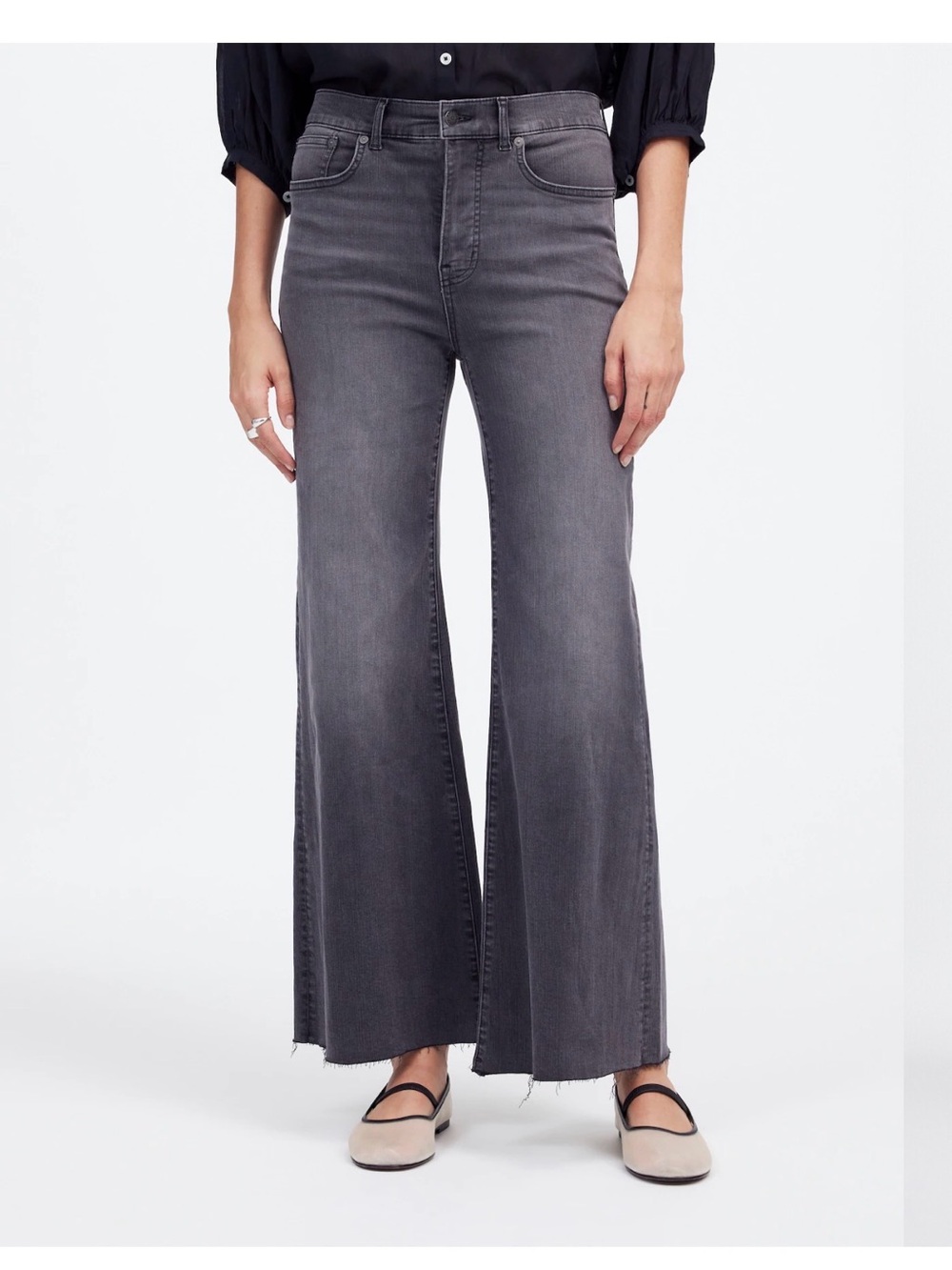 Madewell Washed Charcoal Gray High-Rise Wide Leg Jeans